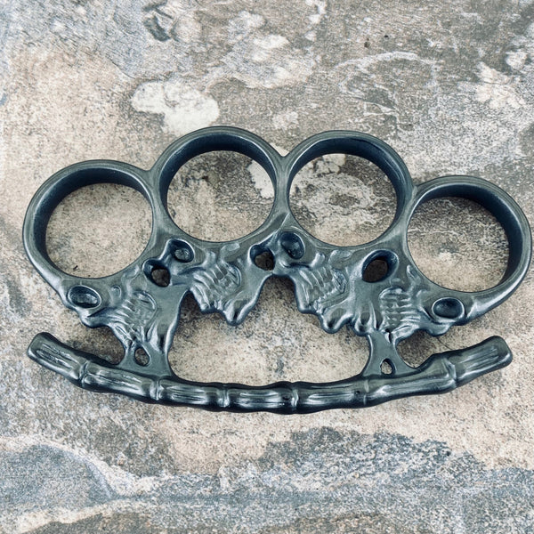 Sanity Jewelry 4 Finger Skull Ring Large - Matte Black - FFSR3