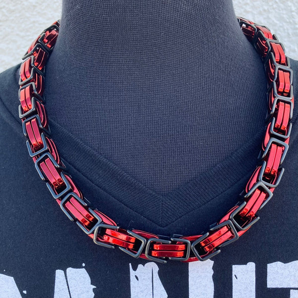 Sanity Jewelry Necklace 20 inches Daytona - Red & Black - Road King - 3/4 inch wide