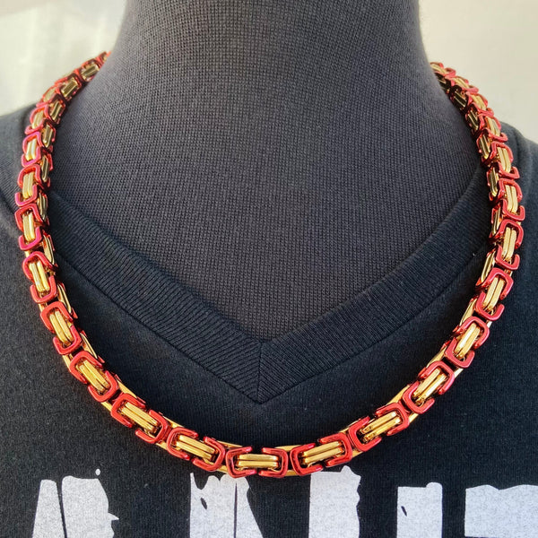Sanity Jewelry Necklace 22 inches Daytona - Red & Gold - Deluxe - 1/4 inch wide