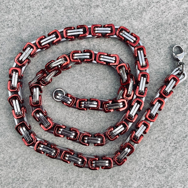 Sanity Jewelry Necklace 22 inches Daytona - Red & Silver - Deluxe - 1/4 inch wide