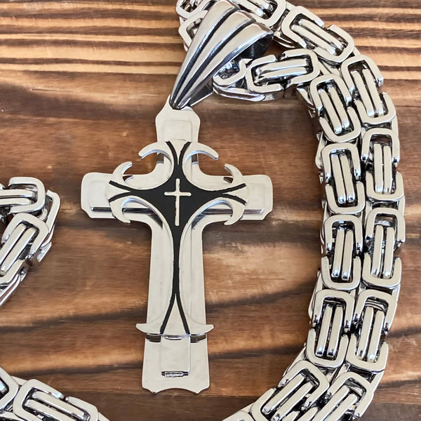 Sanity Jewelry Necklace "Sanity's Combo" - Cross - Risen Cross Silver & Black Cross Pendant - Necklace (823)