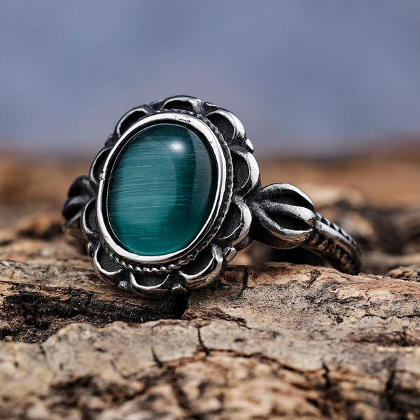 SANITY JEWELRY® Ring 5 Antique Green Stone Ring - Sizes 4-12 - R204