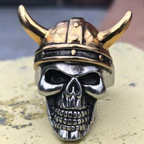Sanity Jewelry Skull Ring 12 Viking Golden Warrior - Sizes 12-16 - SLC19 CLEARANCE