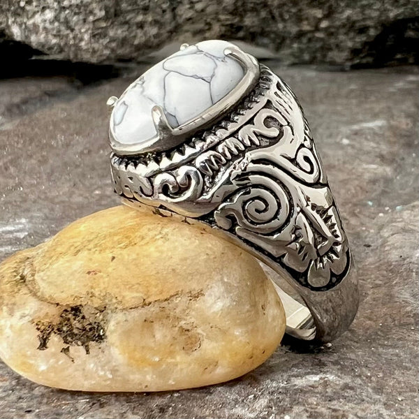 Sanity Jewelry Skull Ring 8 "White Stone" - New Mexico - Large - Size 8-16 - R252