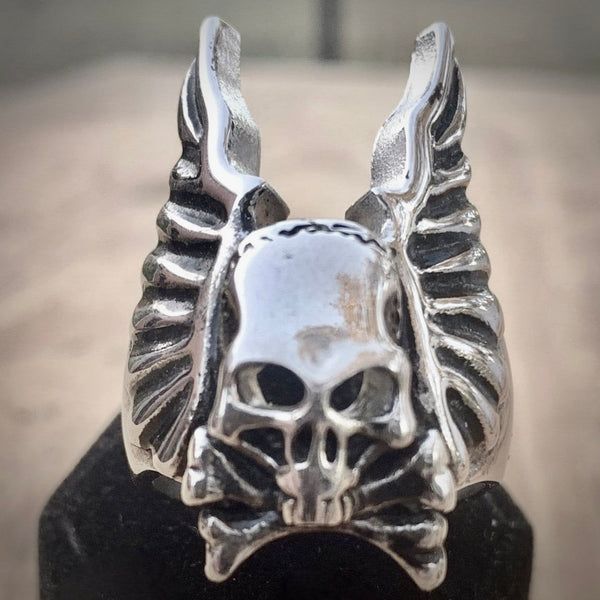 Sanity Jewelry Skull Ring Skull and Angel Wings - "Gargoyle" - Sizes 9-16- SLC07 CLEARANCE