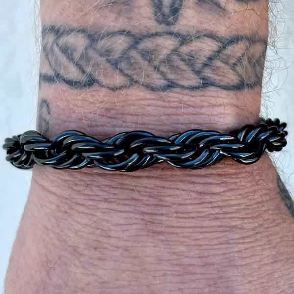 Sanity Steel Bracelet 10MM Rope Chain Bracelet- Black - B65
