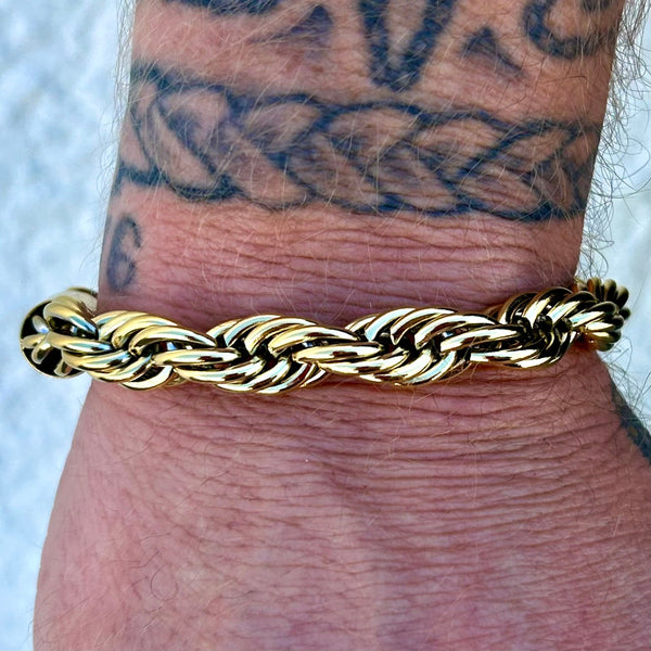 Sanity Steel Bracelet 10MM Rope Chain Bracelet- Gold - B63