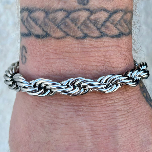 Sanity Steel Bracelet 10MM Rope Chain Bracelet- Polished - B62