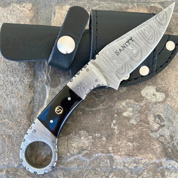Sanity Steel Damascus Steel 7" Al Capone - Horizontal & Vertical Carry - Buffalo Horn - 7 inches - AC704