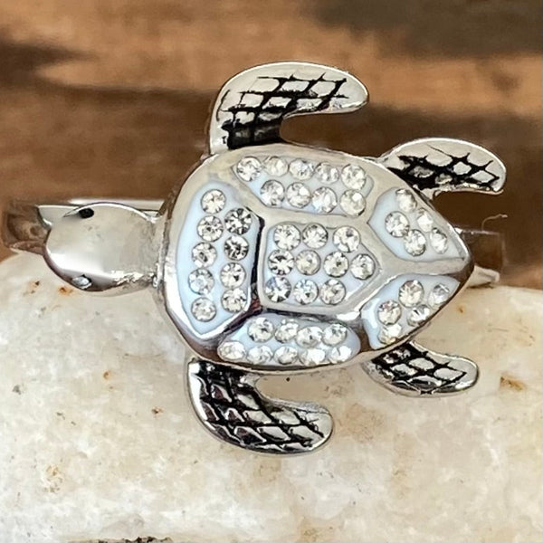 Sanity Steel Ring 4 Crystal Turtle Ring - R61
