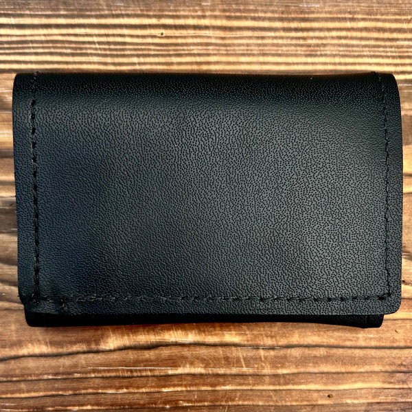 Sanity Steel Wallet Wallet - Black Tri-Fold - 3.5” x 4.25” - Genuine Leather - TW3x4