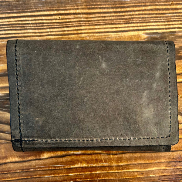 Sanity Steel Wallet Wallet - Charcoal Tri-Fold - 3.5” x 4.25” - Genuine Leather - TWC3x4