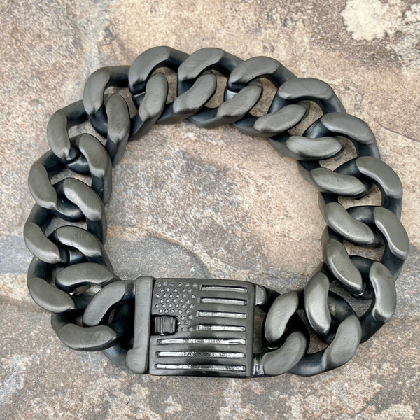 Sanity Jewelry Bracelet Bagger Bracelet - "EASY BIKER" - American Flag Black - 3/4" wide - B125