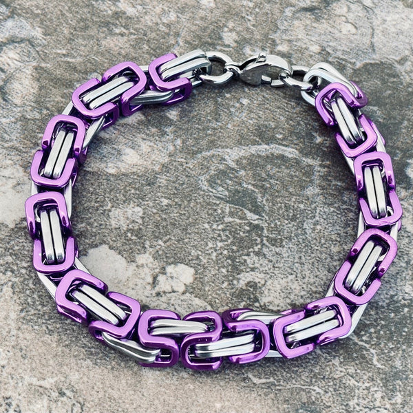 Sanity Jewelry Bracelet Bracelet - DAYTONA BEACH DELUXE - Purple & Silver - 1/4 inch wide - B30
