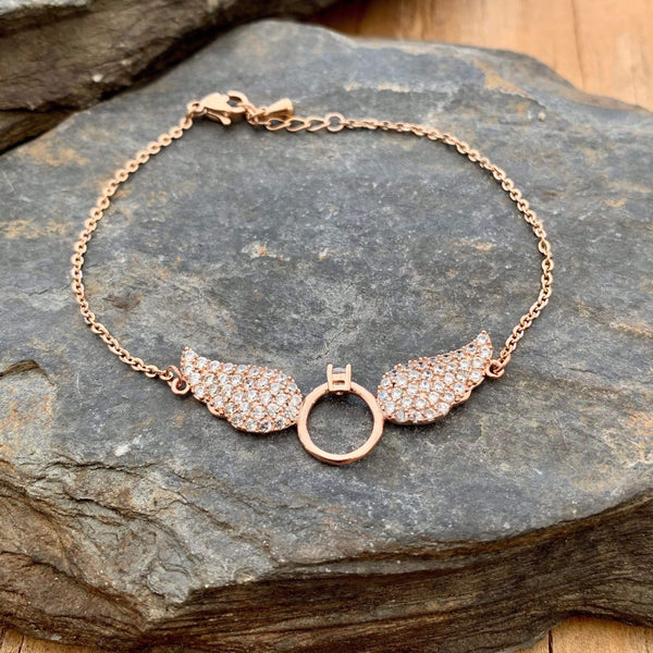 Sanity Jewelry Bracelets Angel Wings Petite Bracelet - Rose Gold - LAN032B