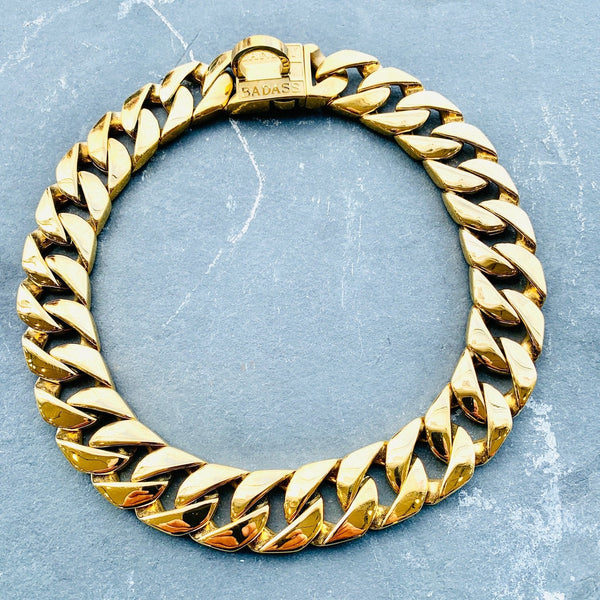 Sanity Jewelry Dog Collar / Dog Chain "Dog Collar -Gold" - Sanity's BadAss Custom - 1" wide - Lengths 18, 20, 22  & 24" D83