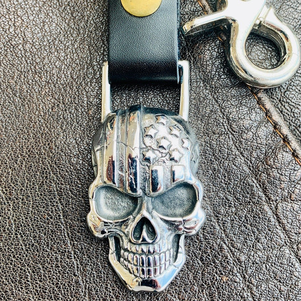 Sanity Jewelry Key Chain American Flag Skull Keychain - KC16