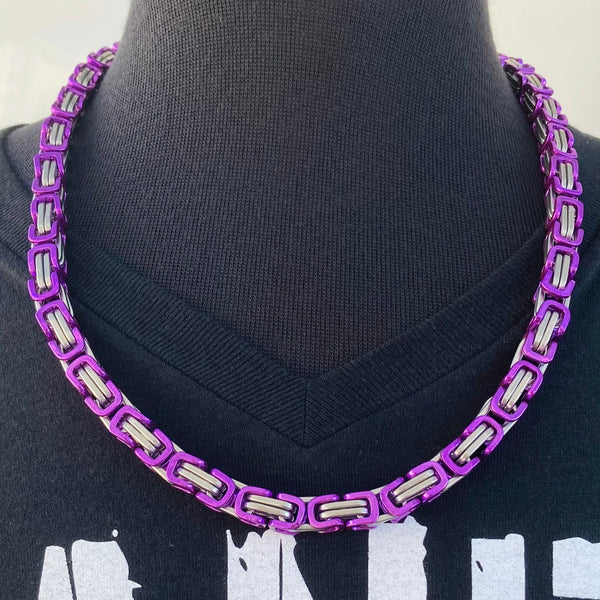 Sanity Jewelry Necklace 18 inches Necklace - Purple & Stainless - Daytona Beach Deluxe - 1/4 inch wide