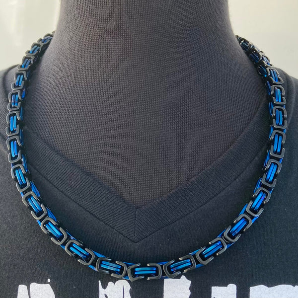 Sanity Jewelry Necklace 22 inches Necklace - Blue & Black Stainless - Daytona Beach Deluxe 1/4 inch wide