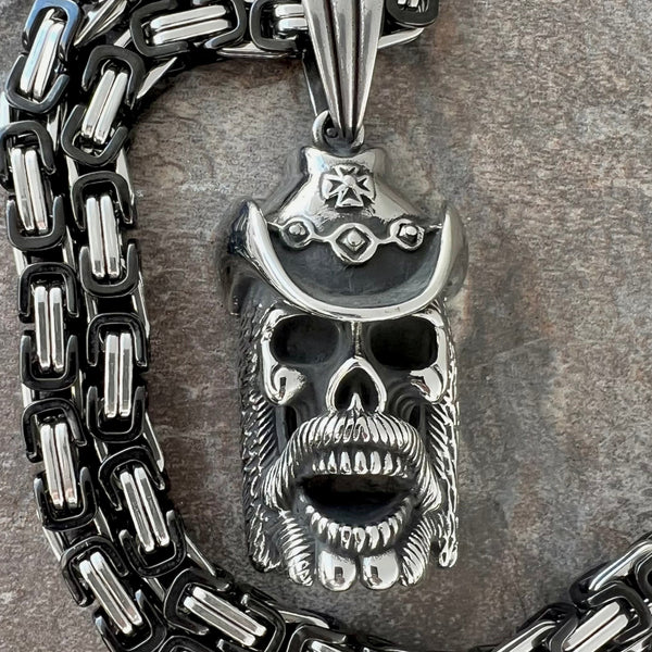 Sanity Jewelry Necklace 22” Silver "Sanity's Combo" - Cowboy "Lemmy" Pendant & Necklace (482)