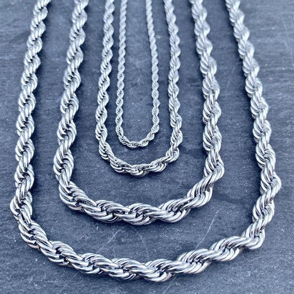 Sanity Jewelry Necklace "Classic Rope Chain" - 2mm, 4mm, 6mm - 16-30 inch length!