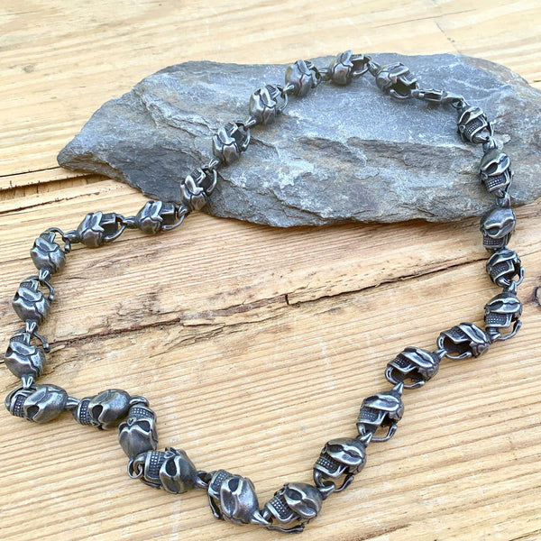 Sanity Jewelry Necklace HellRide - Skull Necklace - Galvanized Stainless Steel