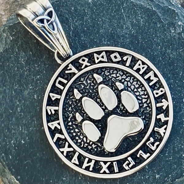 Sanity Jewelry Necklace "Sanity's Combo" - Viking Bear Paw Round Pendant & Necklace (814)