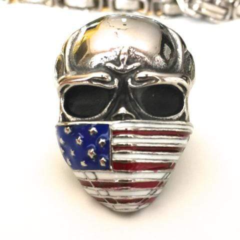 Sanity Jewelry Skull Ring American Flag Mask Skull Ring - Sizes 7- 20 - R01