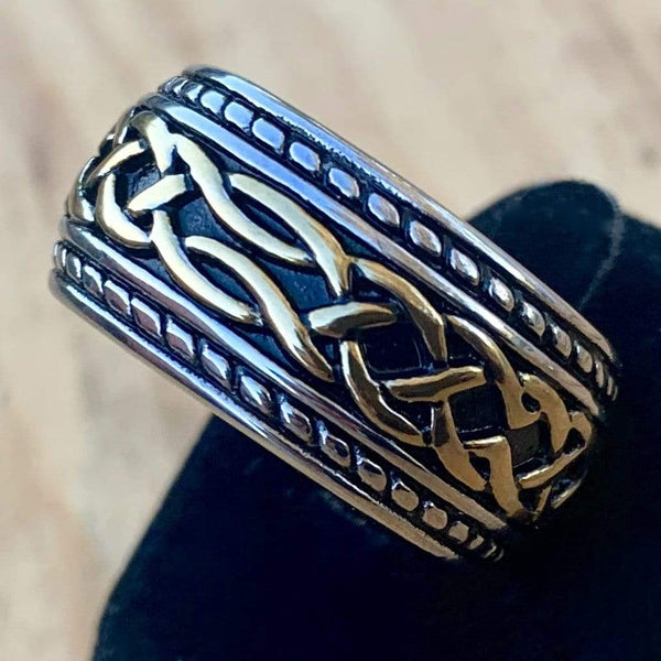 Sanity Jewelry Skull Ring Sanity's Band Collection - "Viking Celtic" Ring - Gold & Silver  - Sizes 7-16 - R97