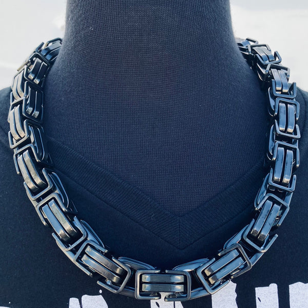 Sanity Jewelry Wallet Chain Necklace - Black Stainless - Daytona Beach CVO 1 inch wide