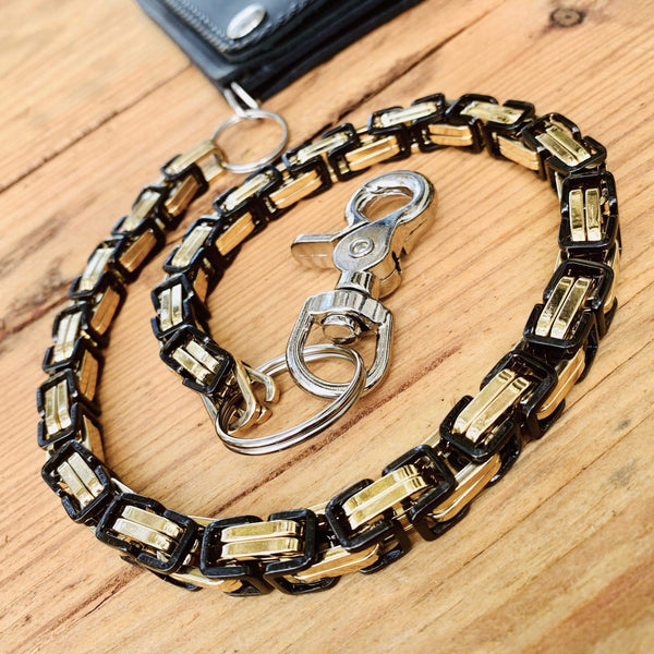 Sanity Jewelry Wallet Chain Wallet Chain - Black & Gold Stainless - Daytona Beach Heritage 1/2 inch wide