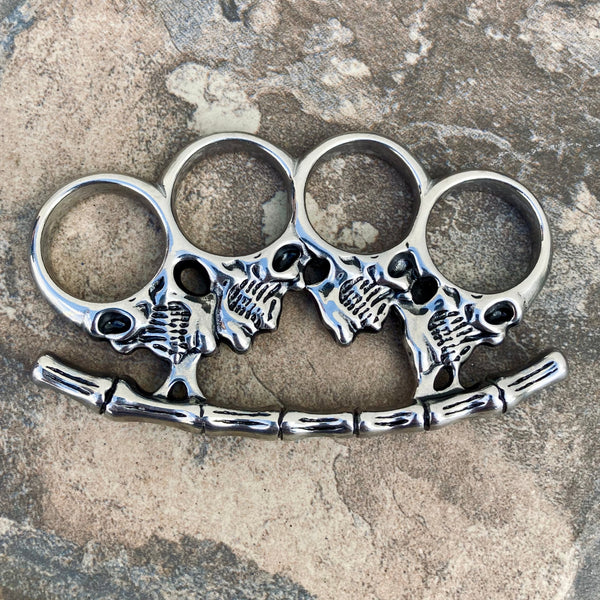 Sanity Jewelry Four Finger Wallet Chain - Silver Daytona Deluxe - w/ Polished Skull Four Finger Ring 30 - WCK-11 24 Inches