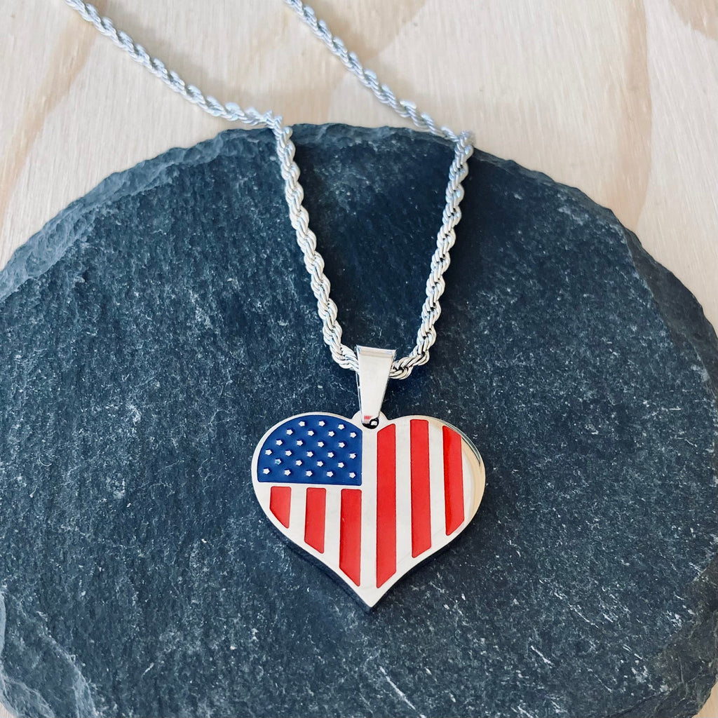 American Eagle with Flag Pendant - Necklace (282)