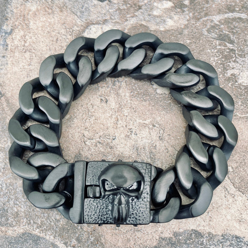 Sanity Jewelry Bracelet 8.75 inches Bagger Bracelet - "EASY BIKER" - Skull Black - 3/4" wide - B131