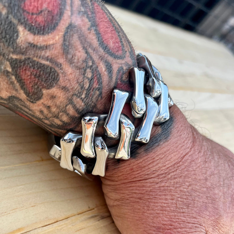 Sanity Jewelry Bracelet Bagger Bracelet - Bonez - Polished - 1.25" Wide - The Classic - B126