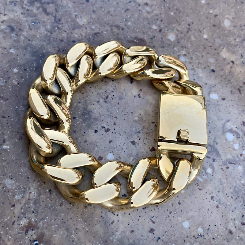Sanity Jewelry Bracelet Bagger Bracelet - "EASY BIKER" - Gold - 3/4" wide - B74