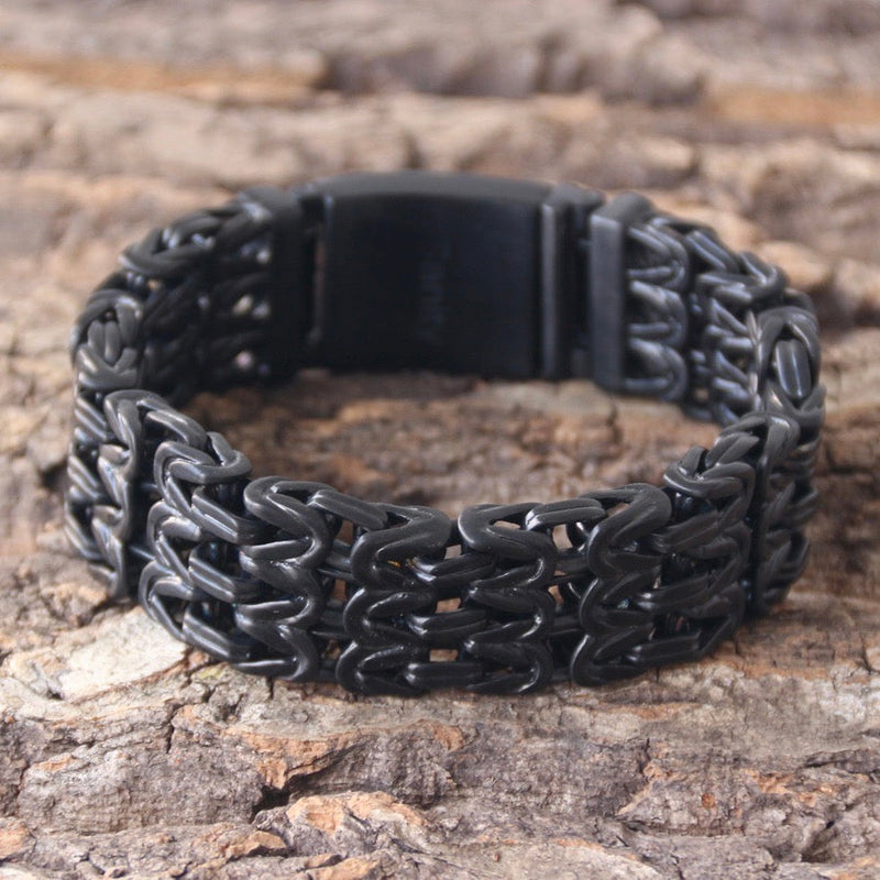 Sanity Jewelry Bracelet Chain Mail - Classic - Black - 1 inch wide - B101
