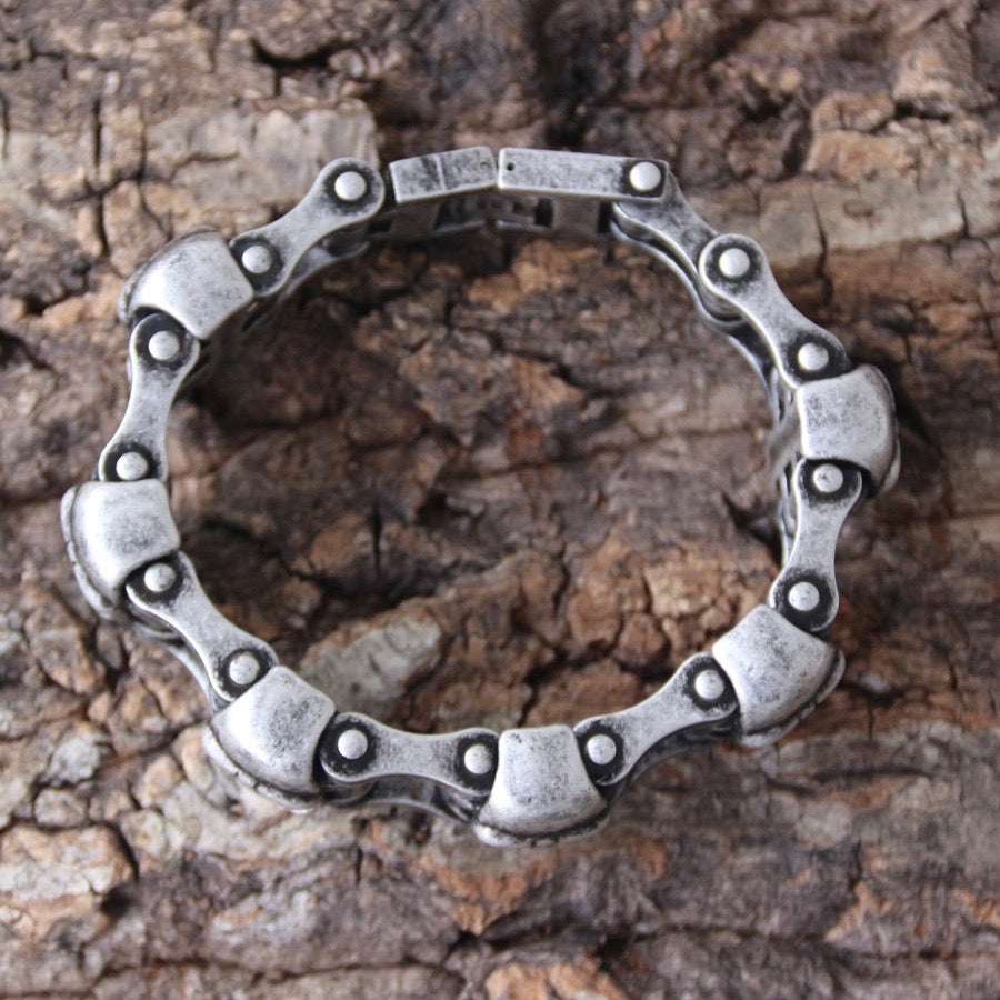 Chrome Effect Bike Chain Bracelet