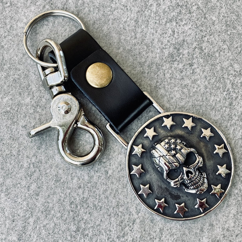 Sanity Jewelry Key Chain American Flag Skull & Stars Keychain - KC29
