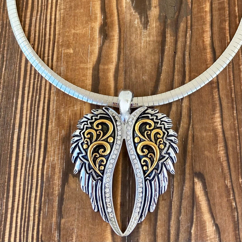 Buy 14k Real Gold Angel Wings Necklace Charm Zircon Pendant Online –  Romeenas