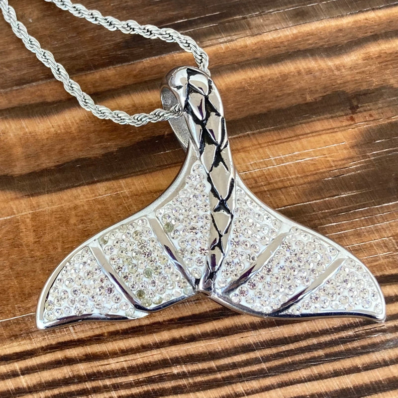 Sanity Jewelry Ladies Necklace 2mm 16” Rope Necklace Crystal Mermaid Tail - Pendant - Rope Necklace or Omega - AJ24