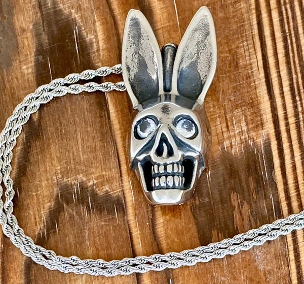 Sanity Jewelry Ladies Necklace 2mm 16” Rope Necklace Playboy Bunny W/Crystal Pendant - Rope Necklace or Omega - PEN287