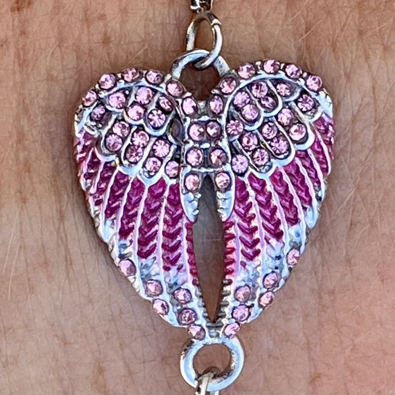 Sanity Jewelry Ladies Necklace Angel Heart Wing - Bracelet - Pink Stones - SK2538B