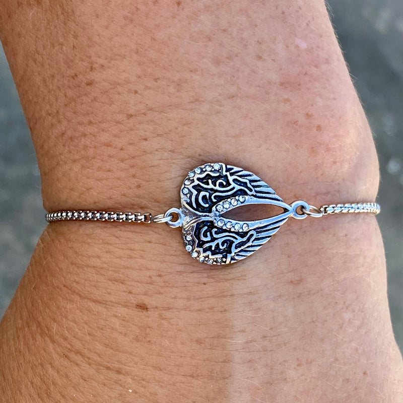Sanity Jewelry Ladies Necklace Angel Heart Wing - Bracelet - Silver Stainless - 036B