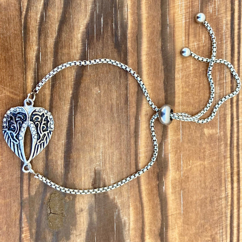 Sanity Jewelry Ladies Necklace Angel Heart Wing - Bracelet - Silver Stainless - 036B