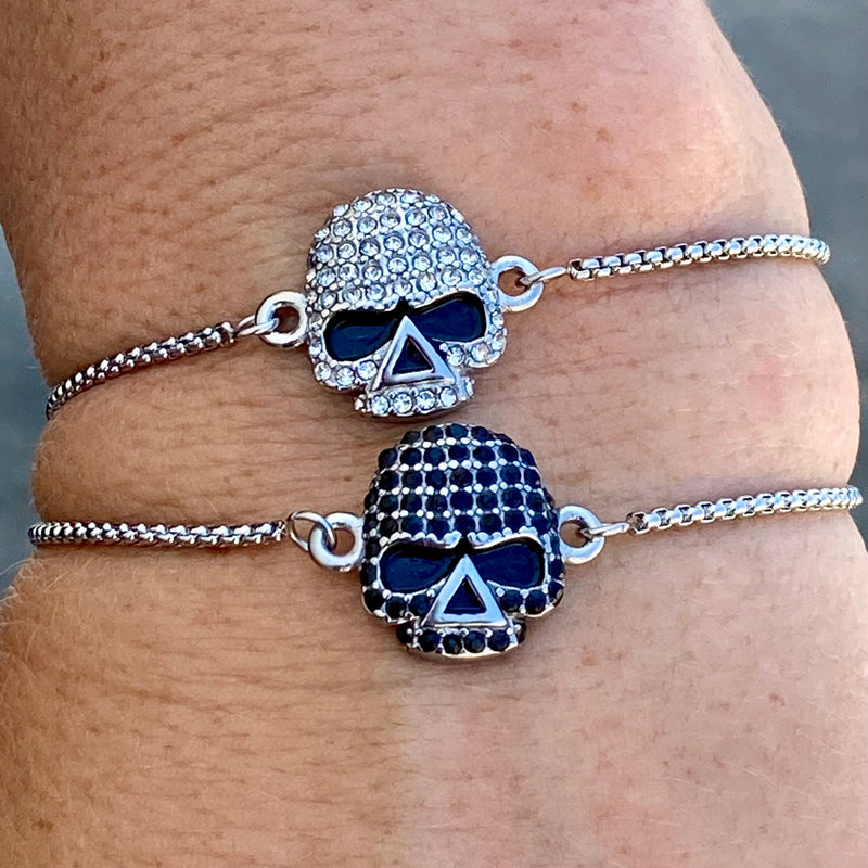 Sanity Jewelry Ladies Necklace Bling Skull - Black Stone - Bracelet - 2594B