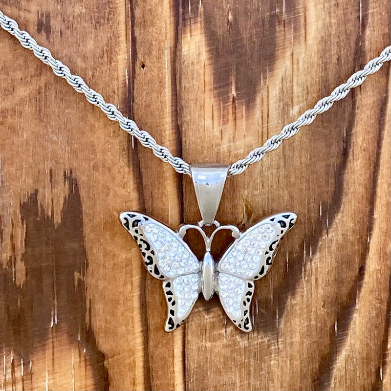Sanity Jewelry Ladies Necklace Pendant Only Crystal Butterfly Mini Pendant - Rope Necklace or Omega - SK2581M