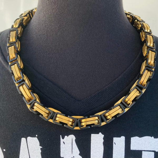 Sanity Jewelry Necklace 20 inches Daytona - Gold & Black - Road King - 3/4 inch wide