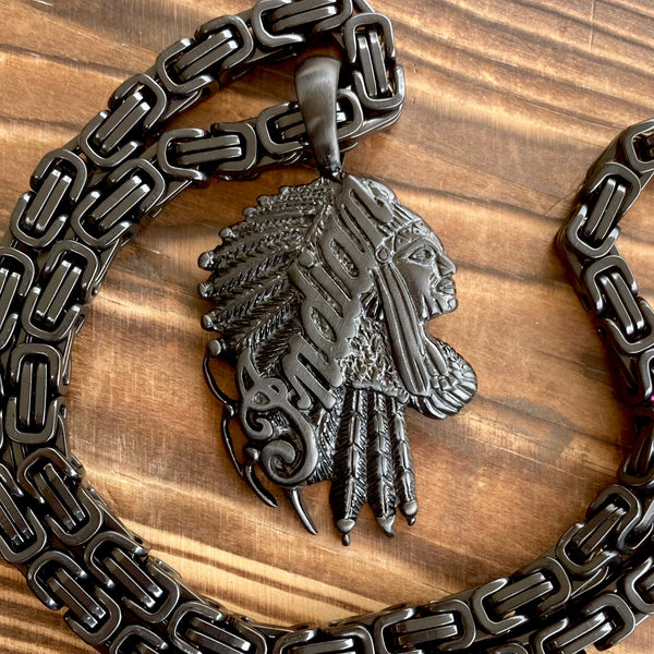 Sanity Jewelry Necklace 22” Black Indian Pendant Large - Black - Necklace (743)