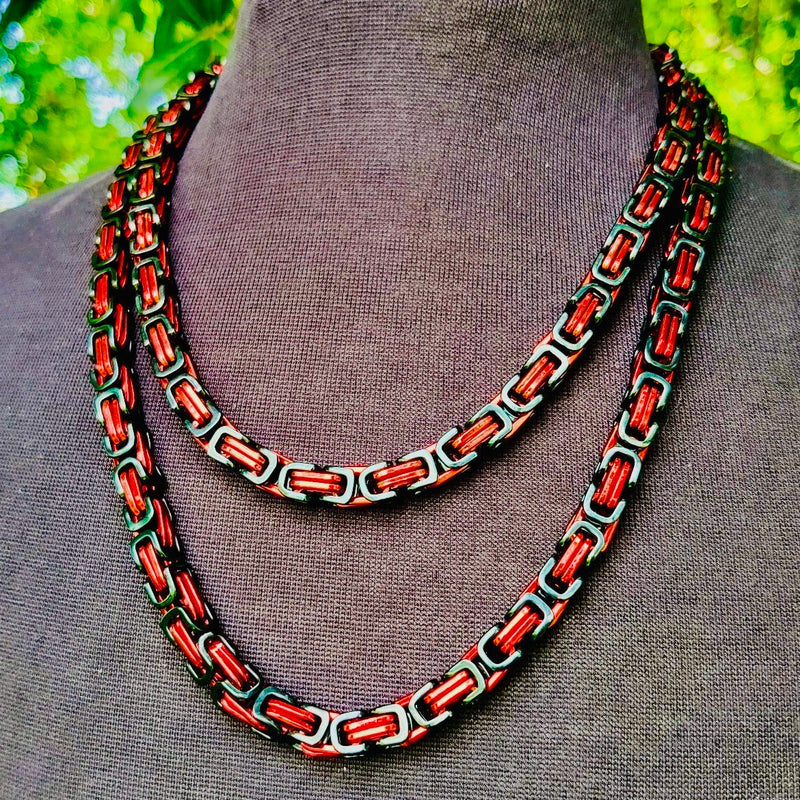 Sanity Jewelry Necklace 22 inches Daytona - Red & Black - Deluxe - 1/4 inch wide